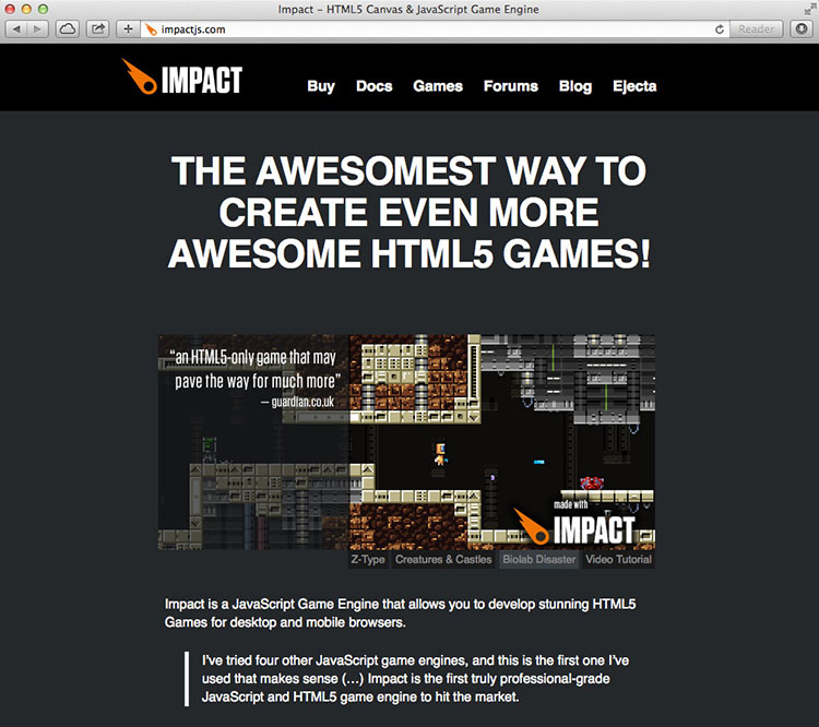 Impact - HTML5 Canvas & JavaScript Game Engine